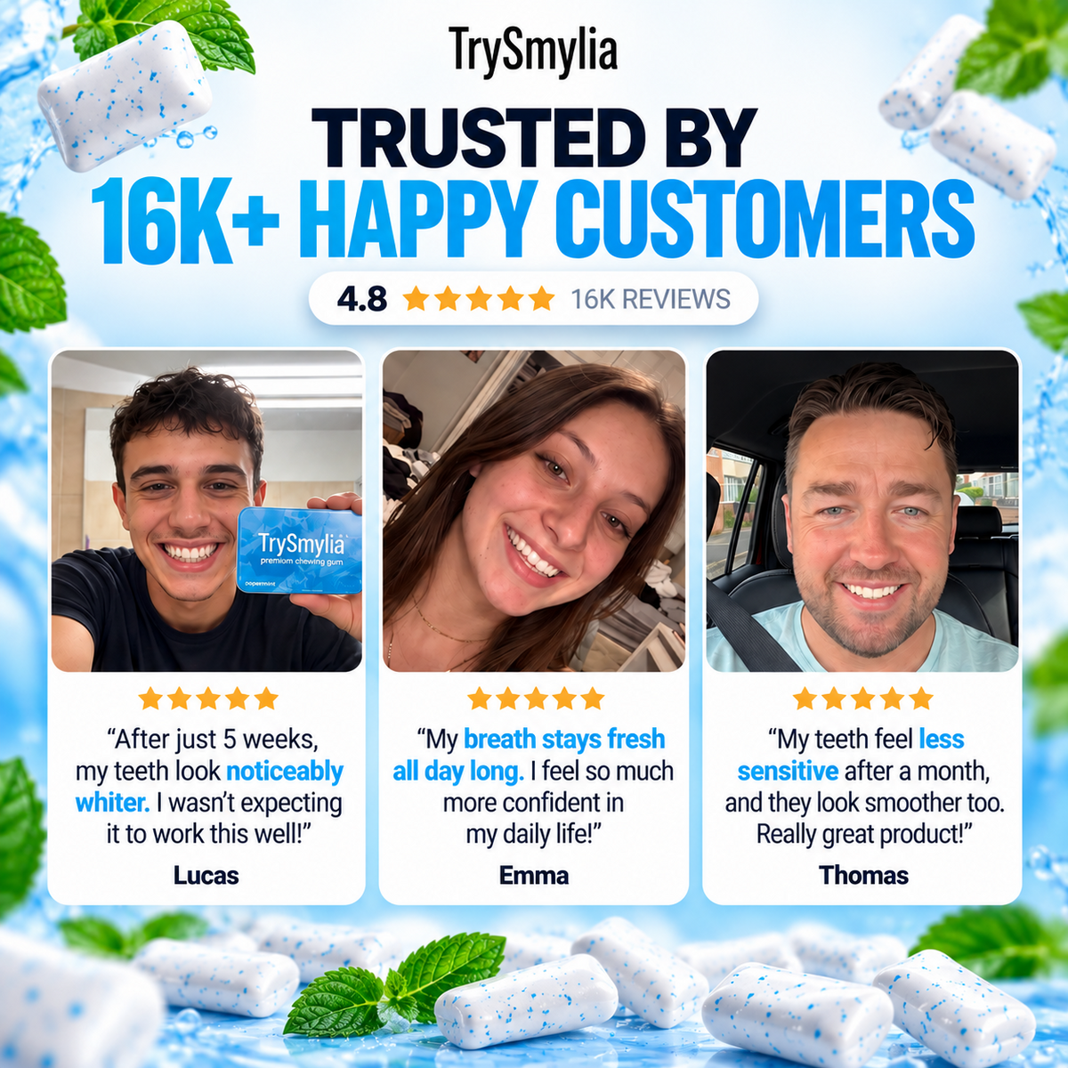 Premium Whitening Chewing Gum – TrySmylia™