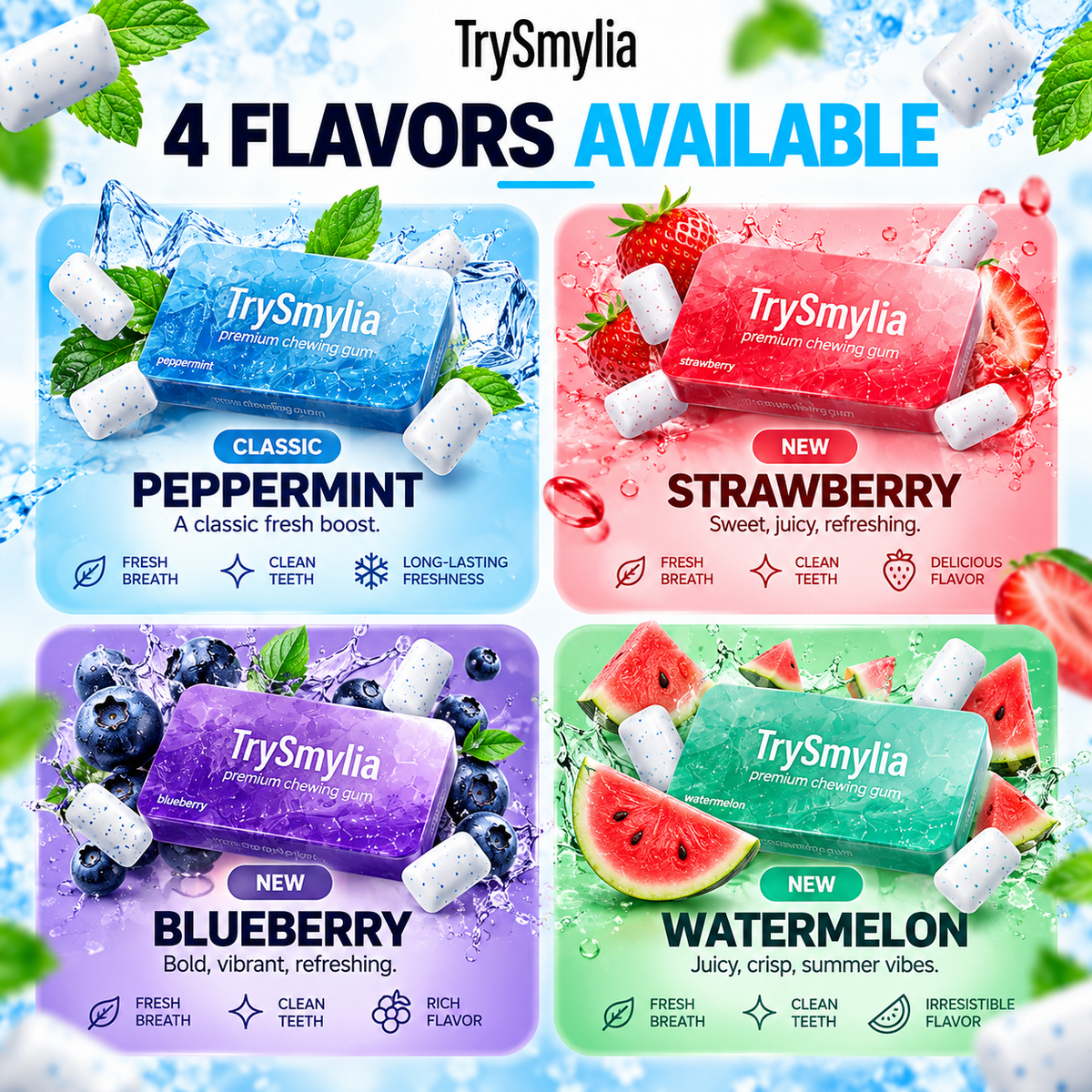 Premium Whitening Chewing Gum – TrySmylia™